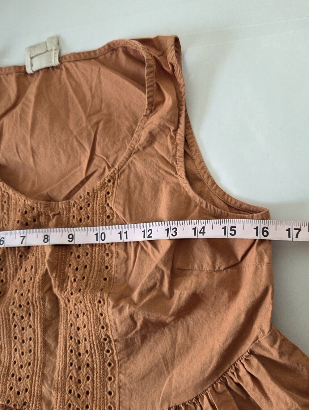 Anthropologie Terracotta Eyelet Peplum Tank - Picture 5 of 6